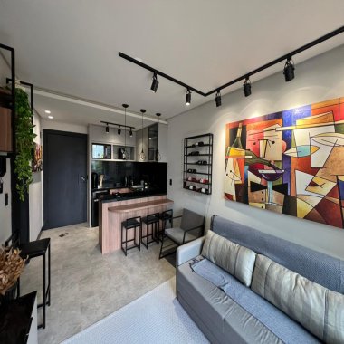 Apartamento 1 Dormitório mobiliado com terraço perfeito para locação em Canela